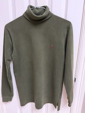 Ralph Lauren Olive Green Turtleneck with Pink Pony Logo